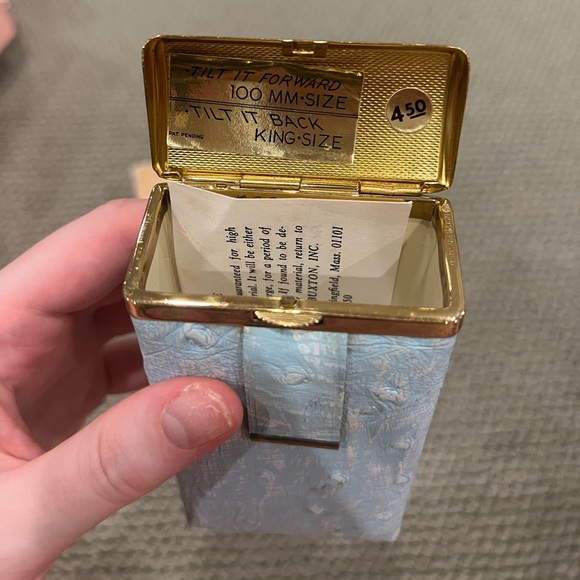 1950s blue ostrich cigarette case - Picture 2 of 7